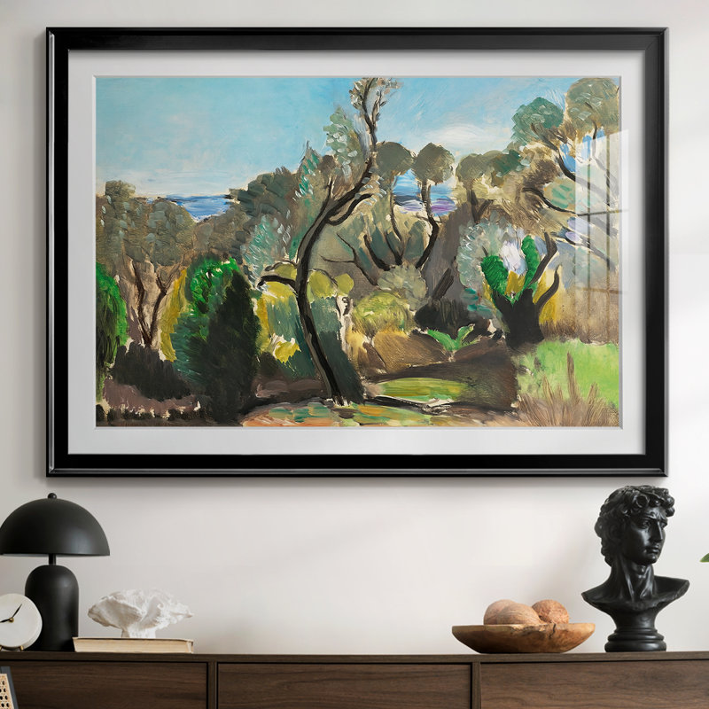 Olive Trees / Landscape-Henri Matisse-Framed Print with Mat and glass-c. 1920s, Framed Print, Black, 26.5x36.5