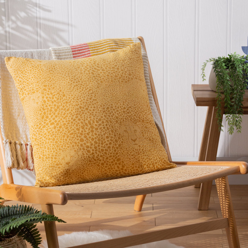 Square Throw Cushion, Yellow, Polyester