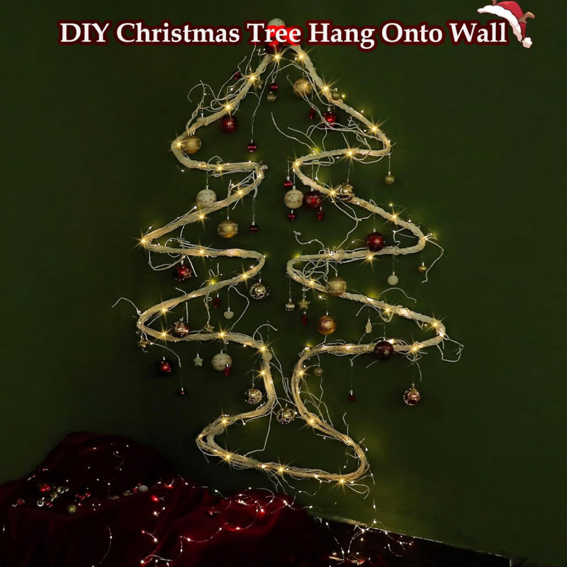 Long Grapevine Garland With Solar String Lights Bendable Fake Tree Branches