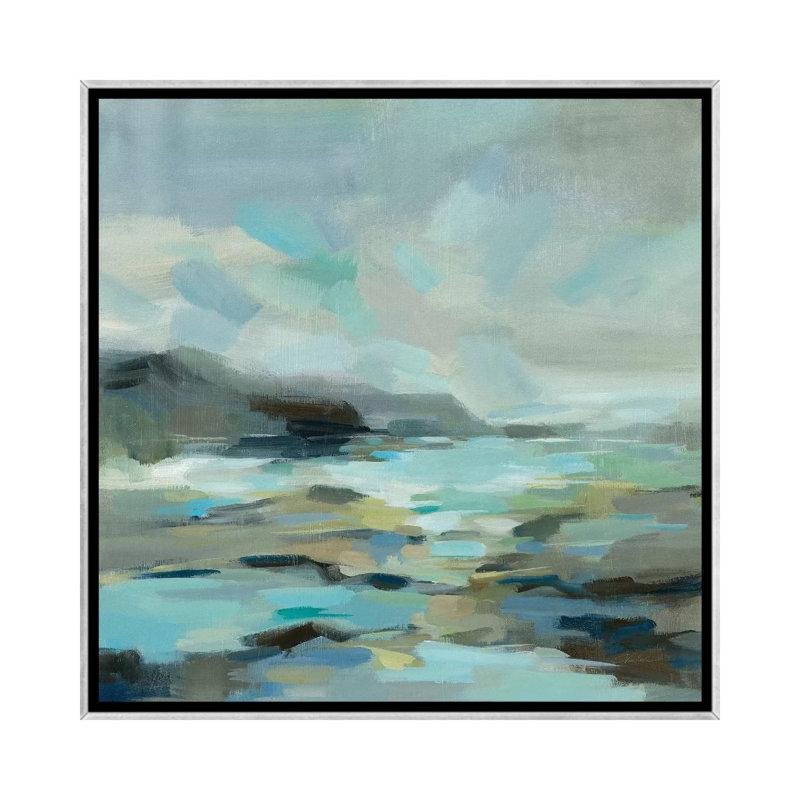 «Blue Lagoon» par Silvia Vassileva - reproduction d'art, Toile avec cadre argenté, Pas de tapis, H 18 po x l 18 po x 1,5 po