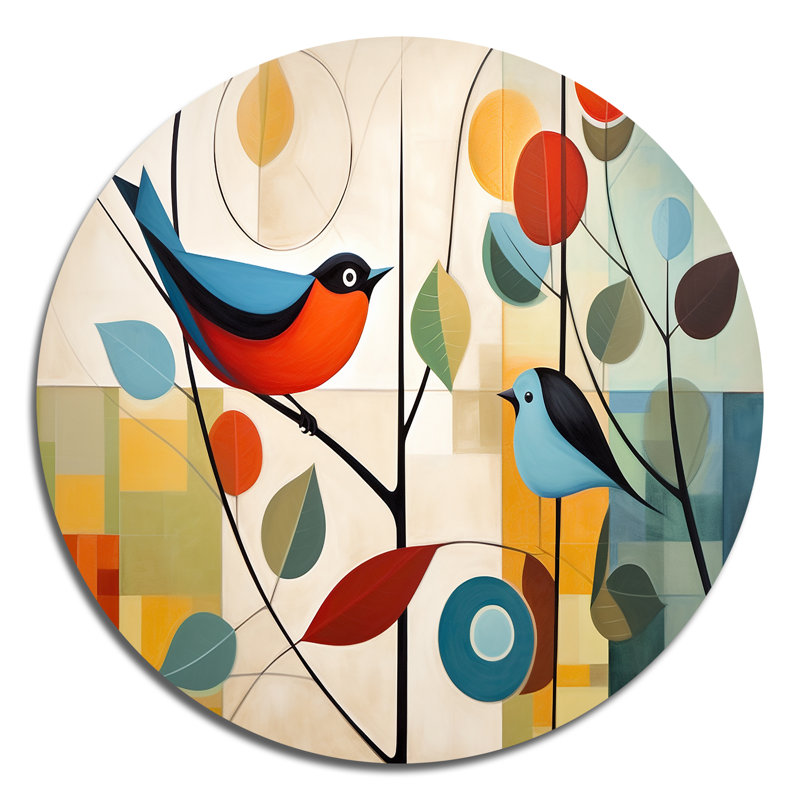 Vert Mid Century Mod Nature III - Abstrait rond en métal, H 36 po x l 36 po x P 1 po