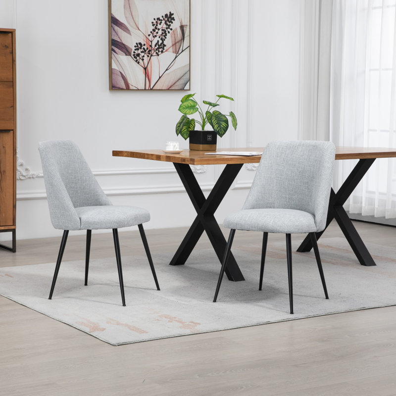 Arcanum 46cm H Fabric Upholstered Side Chair, Light Grey