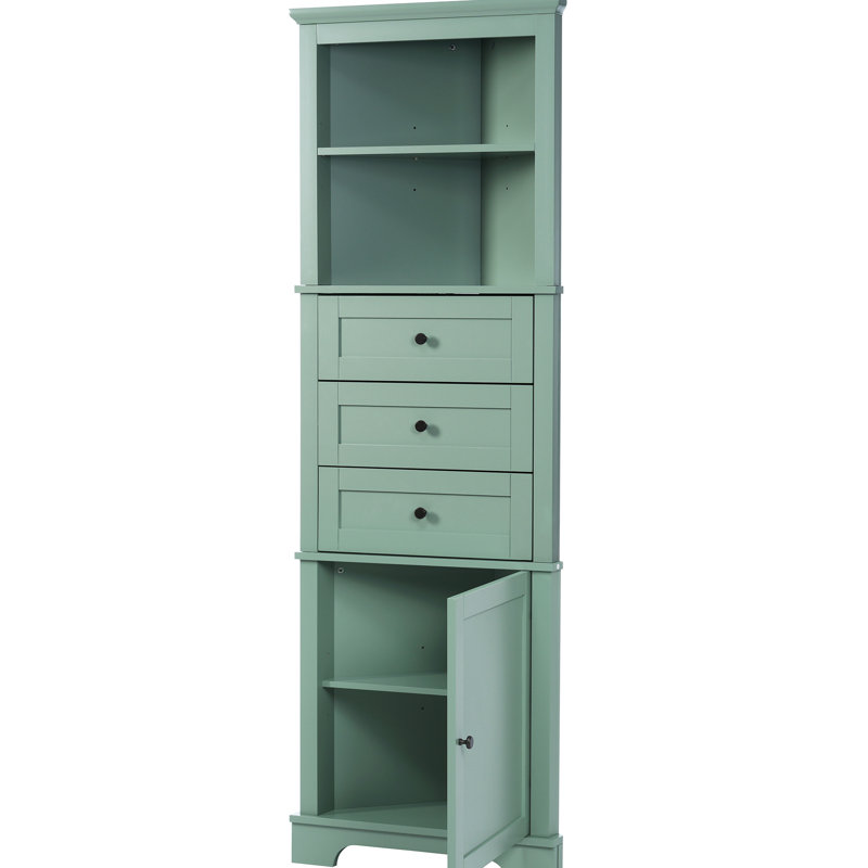 3 Drawers Storage Cabinet With Adjustable Shelves For Different Spaces Tall And Shelf Home Decoration Idea, Green
