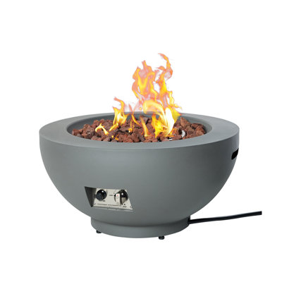 14" H X 28" W Outdoor Propane Fire Pit Table, Round Steel Gas Fire Bowl, 55,000 BTU Patio Fire Pit With Lava Rocks, Cover And Lid