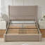 Lit plateforme tapissier à tête de lit haute de 51,8 po avec 2 grands tiroirs de rangement en bois Juanetta, beige, très grand