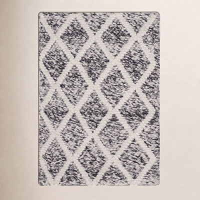 Russo Ivory Black Hand-Woven Geometric Rug