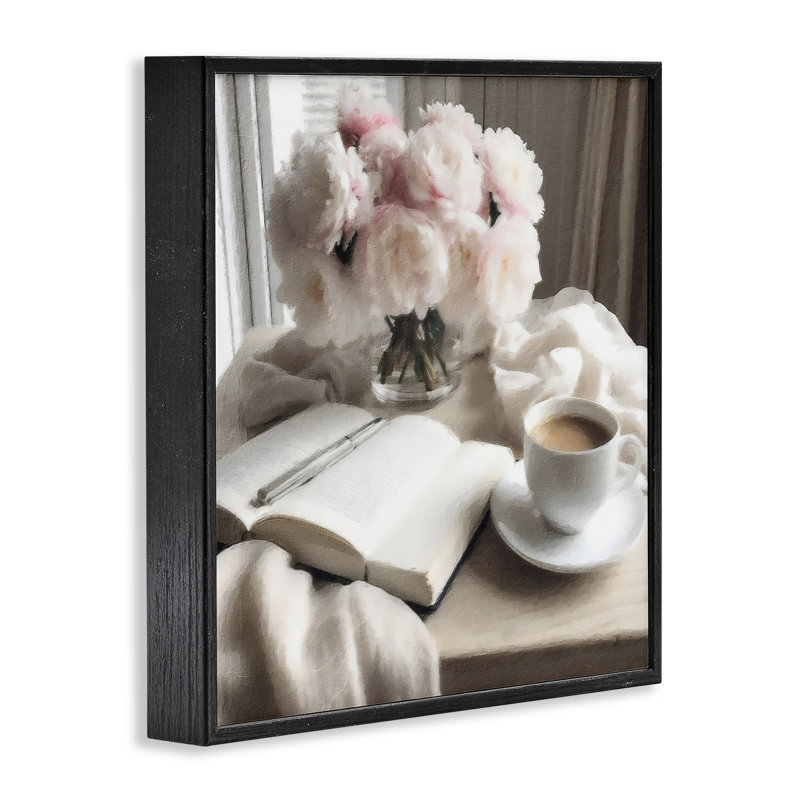 «Morning Coffee Journaling», estampe numérique, conception de Riley B, H 17 po x l 17 po, Giclée encadrée noir minuit