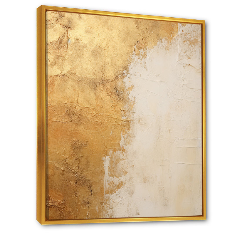 gold and white abstract split - Abstract Shapes Framed Canvas Print, Gold Floater Framed, 32" H x 24" W x 1" D