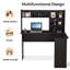 Bureau d'ordinateur en forme de L avec huche et tablettes de rangement Oklee