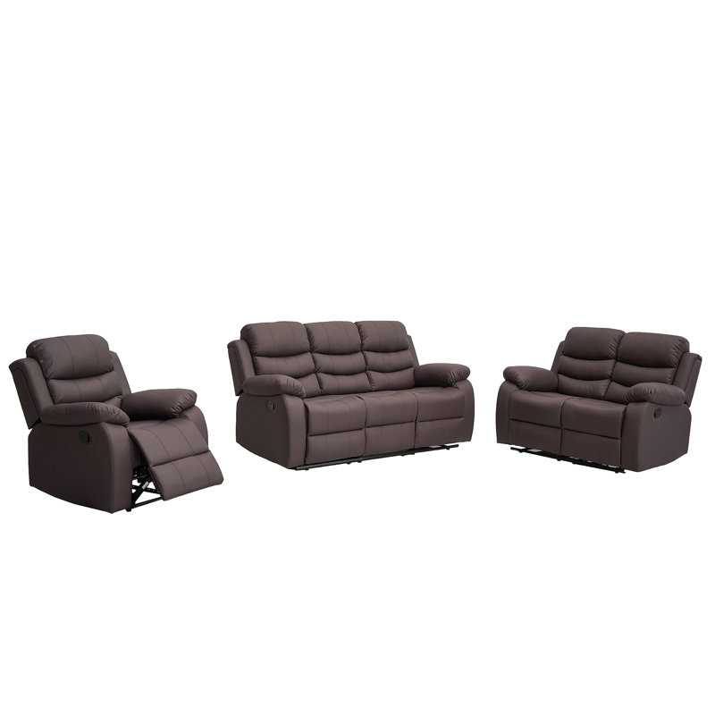 Sybley 2 Seater Faux Leather Reclining Sofa, Brown