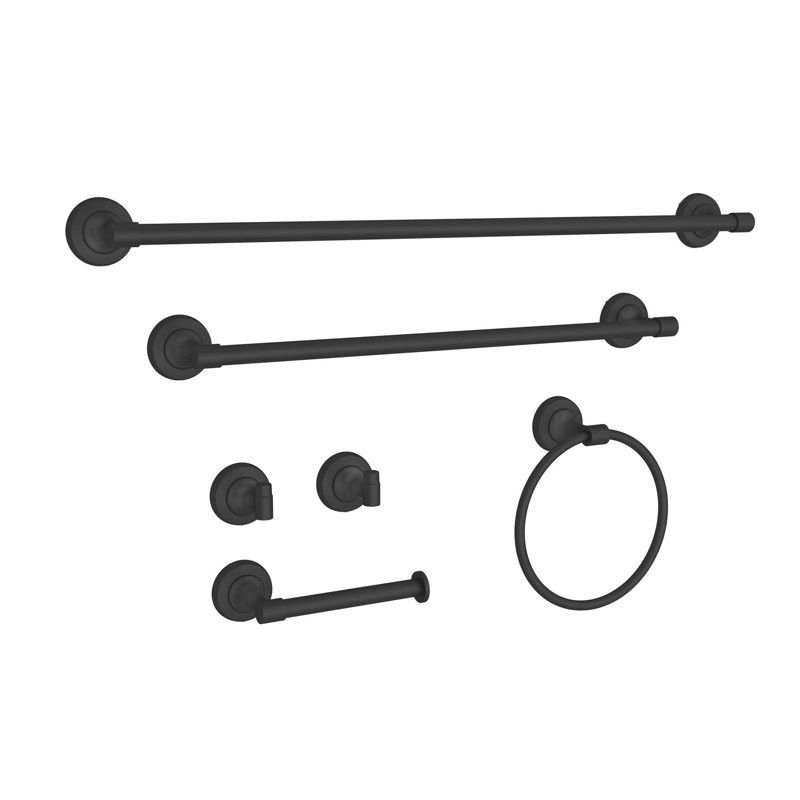Ensemble de quincaillerie de salle de bain 6 pièces, Noir