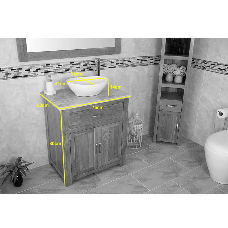 Blanca 750mm Single Bathroom Vanity with Vessel Ceramic Basin, Black