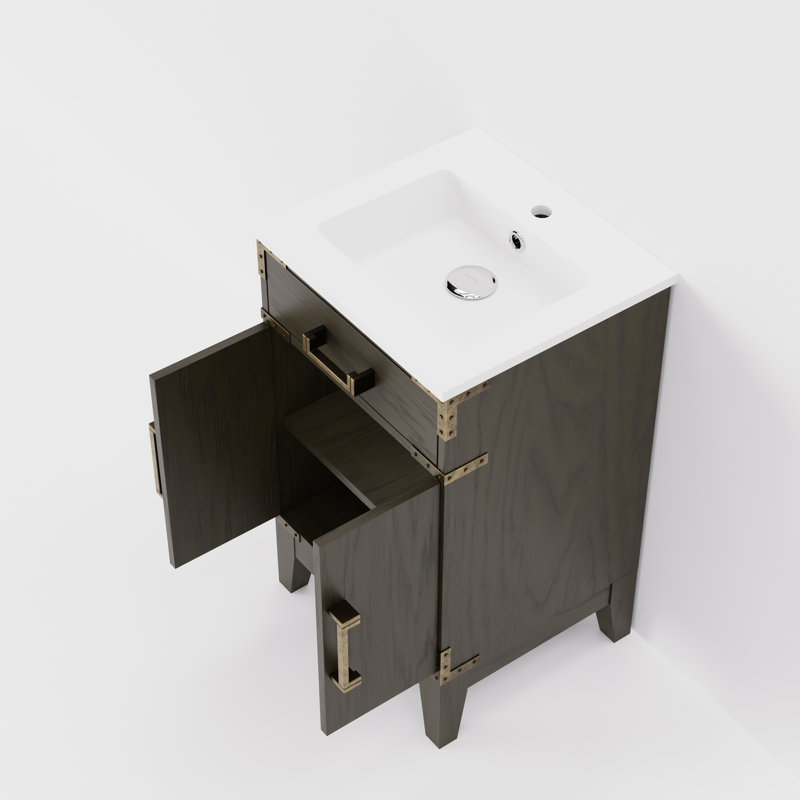 Meuble-lavabo simple en acrylique l 20 po x P 18 po Laurel, Chêne brun