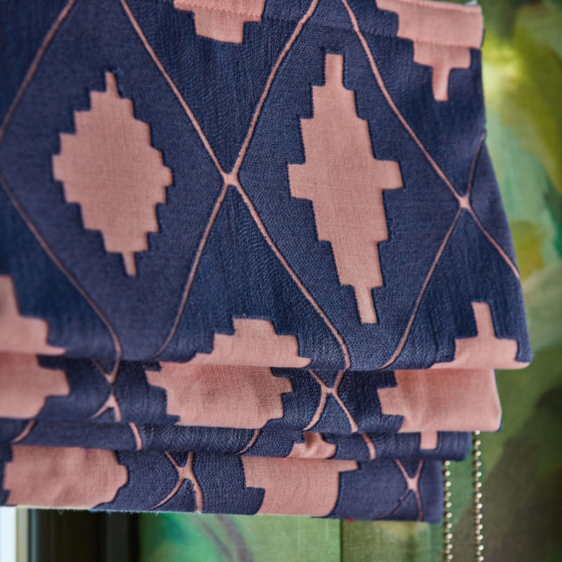 Garden Terrace Fabric, Lapis/Rose
