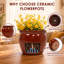 Ensemble de 3 pots à fleurs en céramique fabriqués à la main avec trous de drainage, ensemble de pots de fleurs rouge rouille respirant 15/12/9 pouces pour l'intérieur et l'extérieur