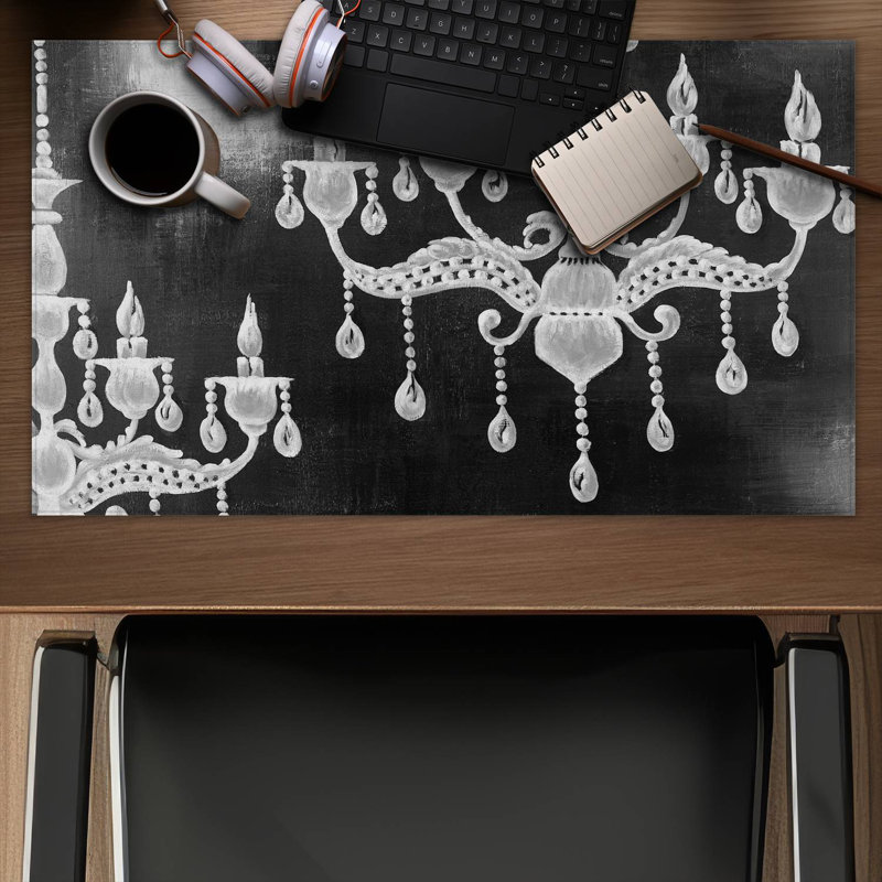 White chandeliers - 14.00"x24.25" Desk mat