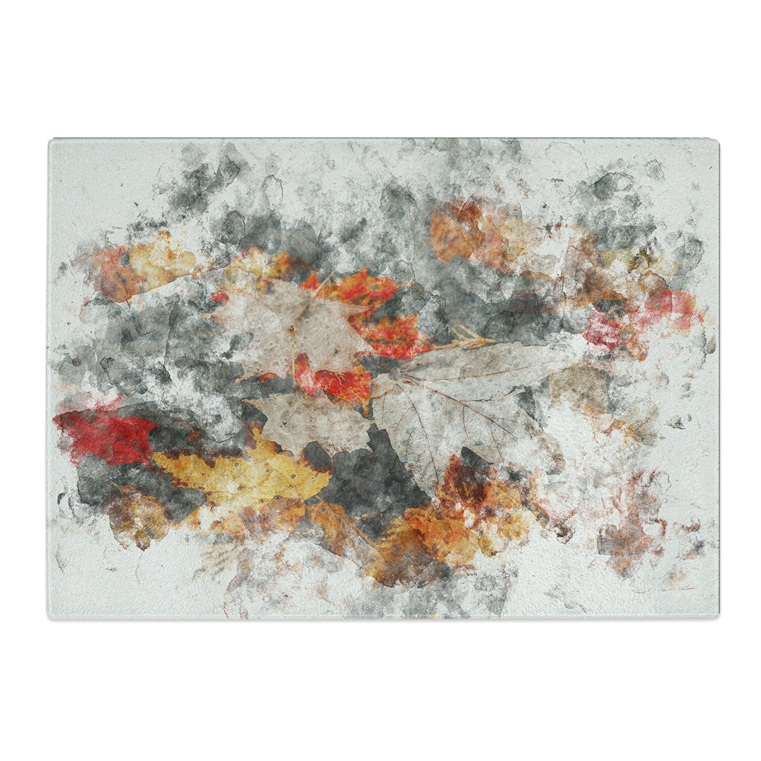 Tempered Glass Leaves in Autumn Chopping Board