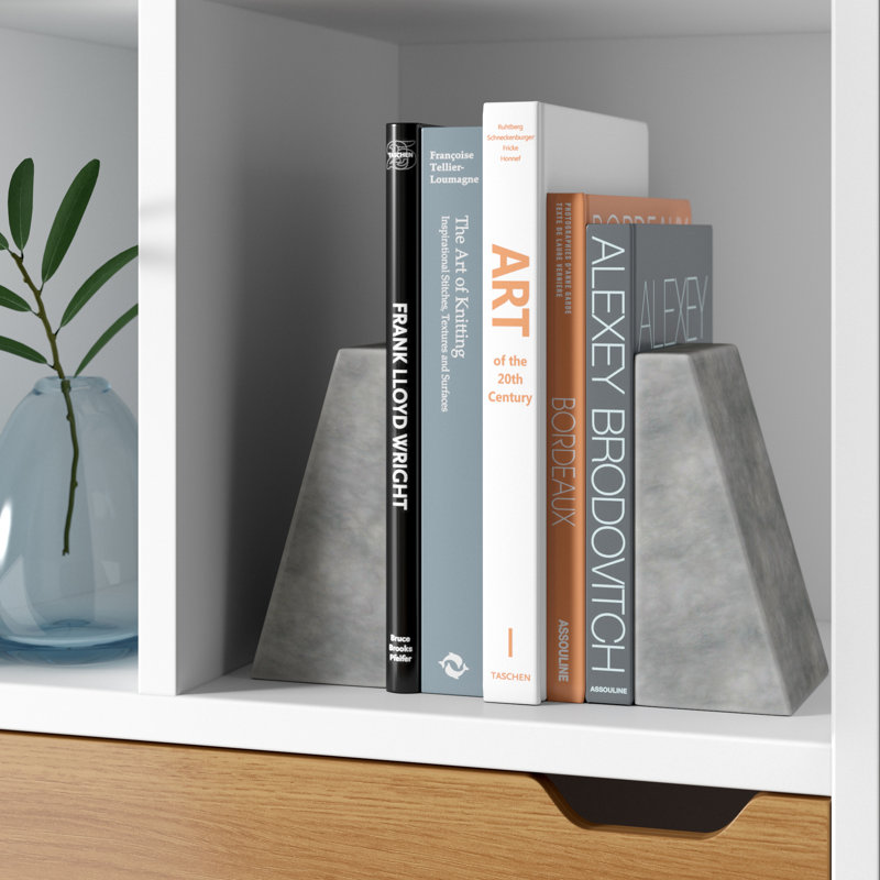 Serre-livres antidérapants en marbre, Blanc perle