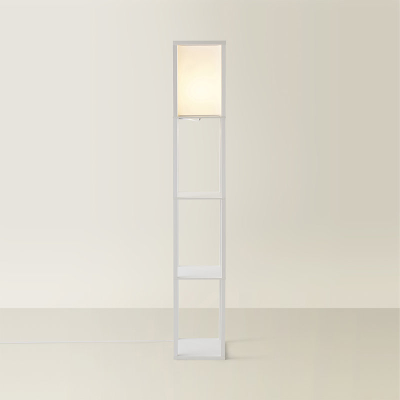 Lena Struttura 160cm Floor Lamp Wooden Shelves Floor Lamp in 4 Colours, White, Yes