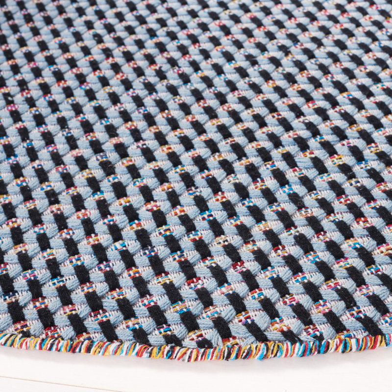 Tapis bleu / noir Mona 475, Rond 6 pi