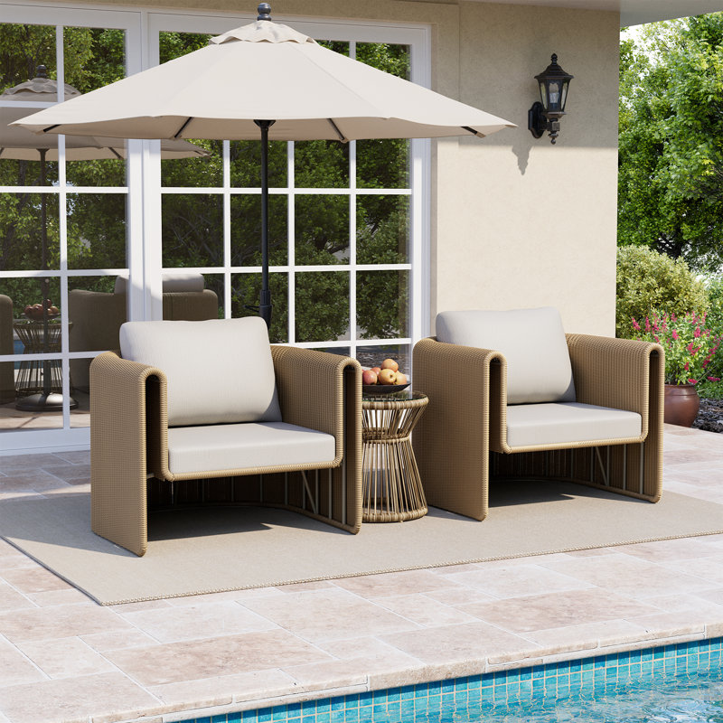 Chaises longues pour patio avec coussins Lenore