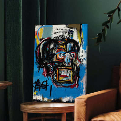 1PC Wall Arts Posters Framed, Abstract Expressionist Canvas Wall Art Bold Colorful Graffiti Style Painting Modern Home Decor for Living Room Bedroom Office Contemporary Artwork with Vibrant Blue Red Yellow Accents Unique Urban Design