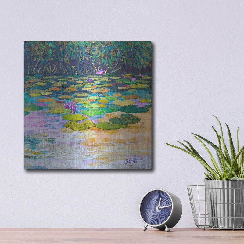 «Lily Pad Pond» par St. Hilaire Elizabeth, art mural en métal, H 12 po x l 12 po