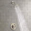 Robinet de douche mural à poignée simple à 6 jets avec valve brute incluse, joint réglable pour 360 directions, trous, réglage de la température du levier, fonctions du corps en plastique nickel brossé