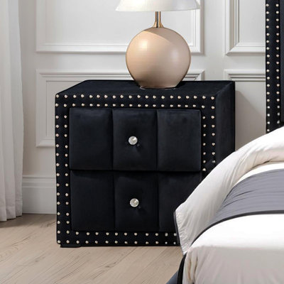 Table de chevet en tissu de style contemporain noir