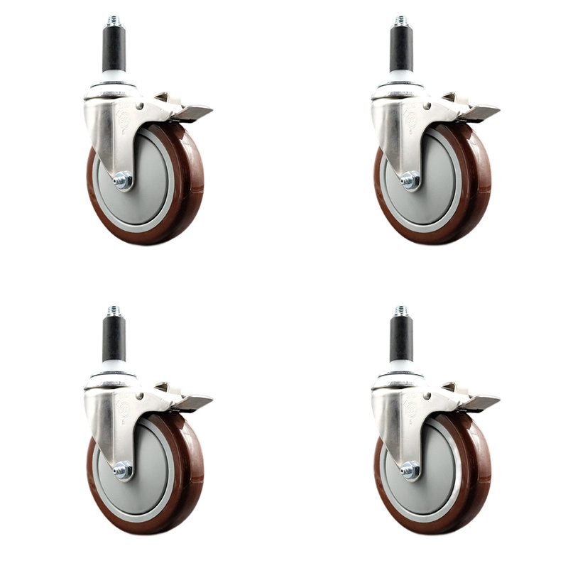 Jeu de roulettes extensibles en poly, H 5 po x l 5 po, Marron