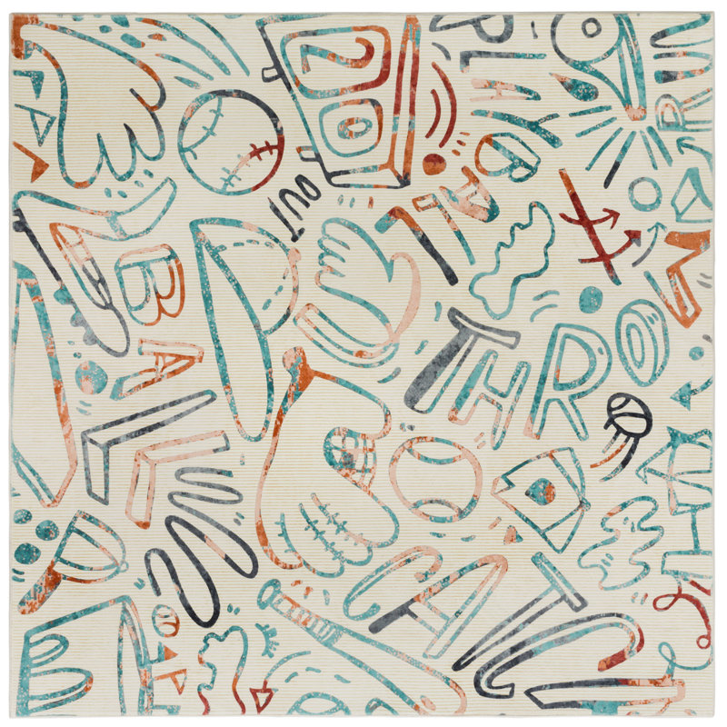 Tapis ivoire Sportsglyphs, Carré 6 pi