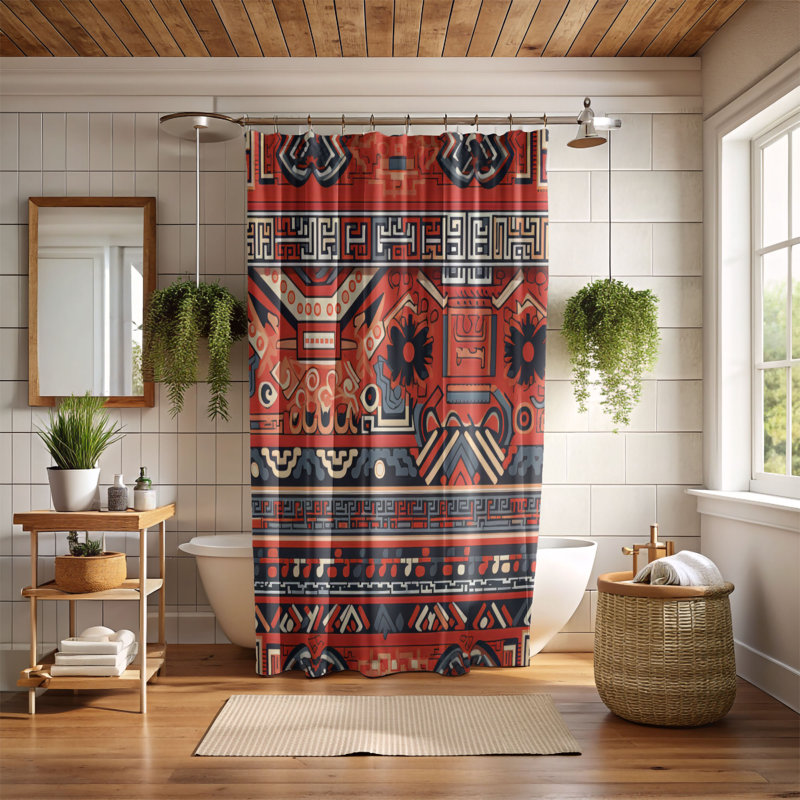 Motifs Indigènes - Rideau de douche Premium, H 74 po x l 71 po