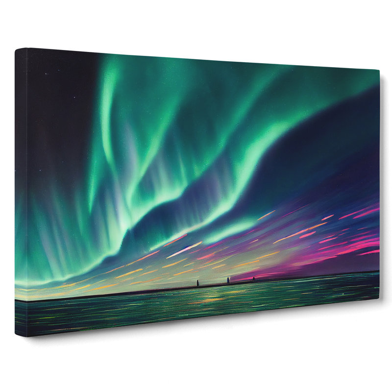 Eye Catching Northern Lights - Wrapped Canvas, 50cm H x 76cm W x 3cm D