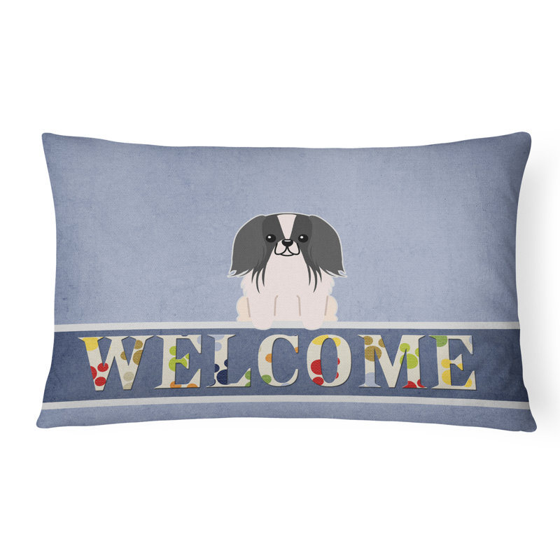 Coussin Pekingnese Welcome, Noir/blanc
