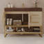 Meuble-lavabo autoportant moderne avec lavabo en céramique sans soudure et décor doré-1256375991