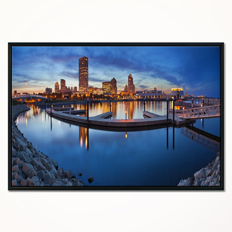 «Milwaukee Panoramic View», photographie sur toile à cadre flottant, H 12 po x l 20 po x P 1 po