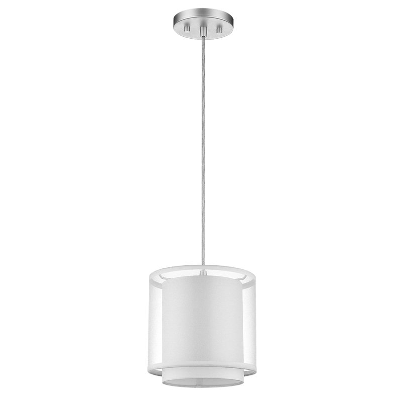 Feltner 1 - Light Single Pendant, 152.75" H x 8" W x 8" D, Metallic Silver, Sheer Snow