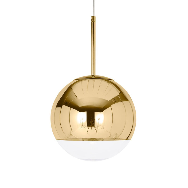 Luminaire sphère suspendu 1 lumières simple Juhl, H 59 po x l 16 po x P 16 po, Or