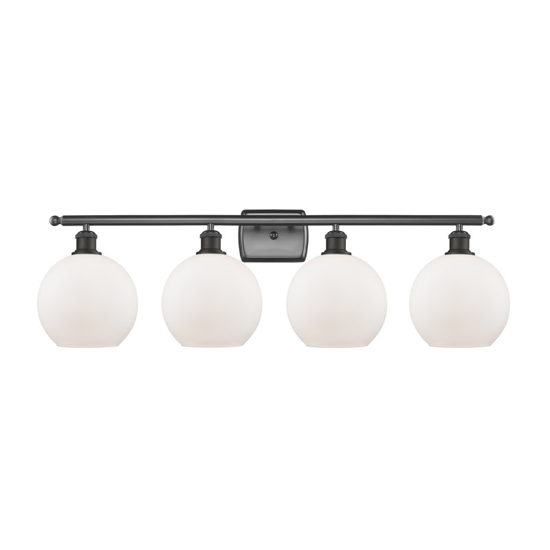 Éclairage de salle de bain à intensité variable 4 lumières Baptista, Ampoule incandescente rétro de 60 watts, Bronze huilé