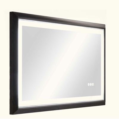 LED Bathroom Mirror With Aluminum Frame, Wall Mounted Vanity Mirror, Anti-Fog, Memory, 3 Colors, Stepless Dimmable