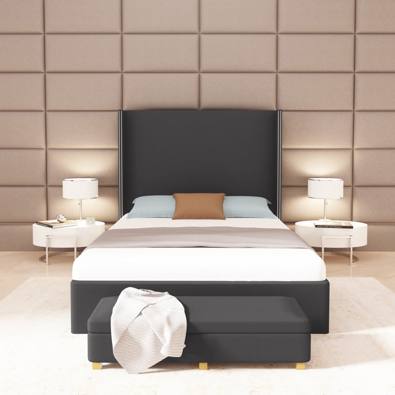 Kaiser Bed, Queen, Plush Velvet Alabaster