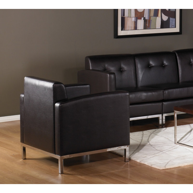 Agadir Faux Leather Accent Chair, Espresso Faux Leather
