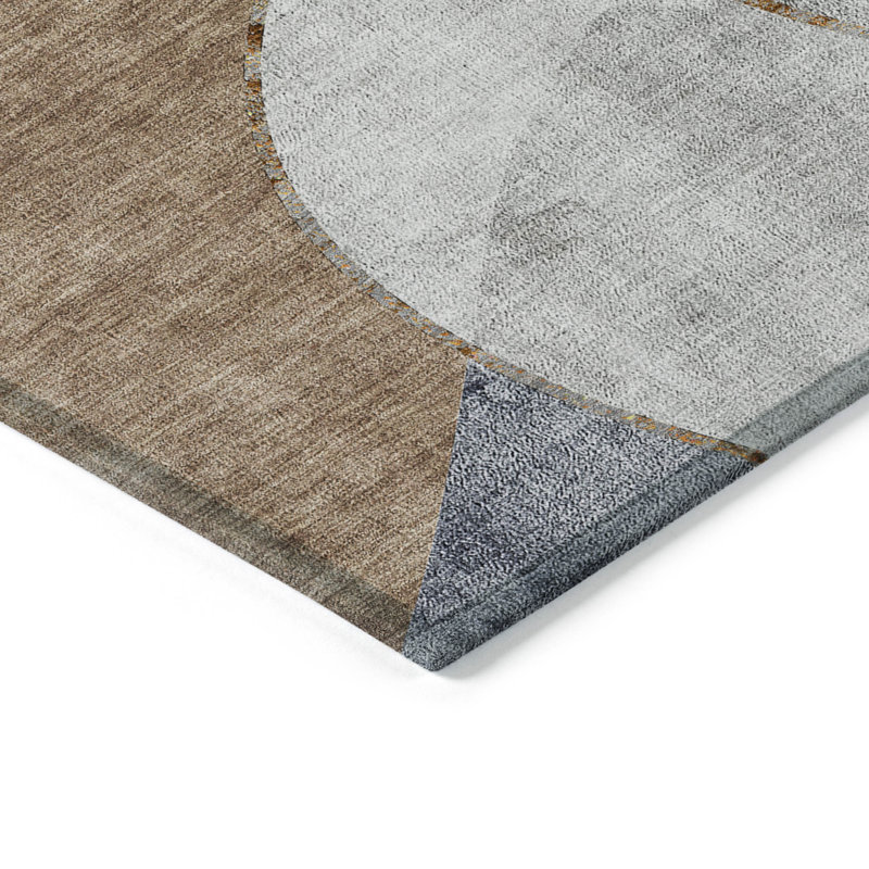Tapis rectangulaire en polyester tissé à la machine à motif abstrait Altair, Rectangle 3 pi x 5 pi