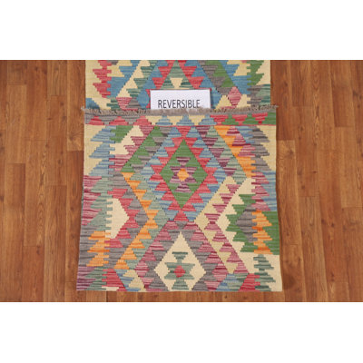 Reversible Wool Kilim Oriental Runner Rug 3x10