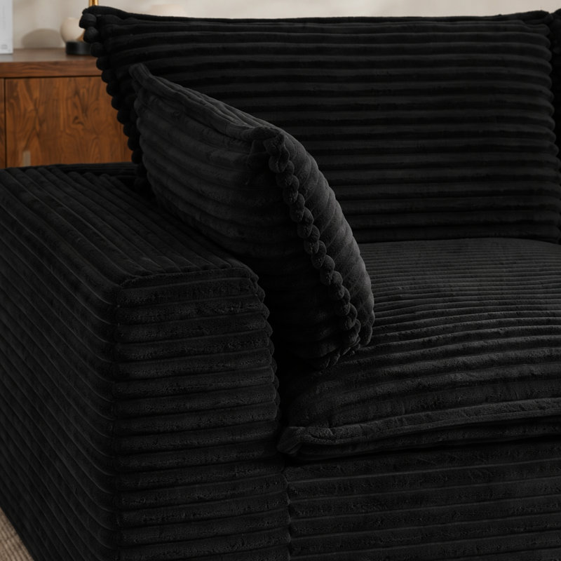 Causeuse, canapé modulaire désossé pour le salon, canapé modulaire moderne surdimensionné, Noir