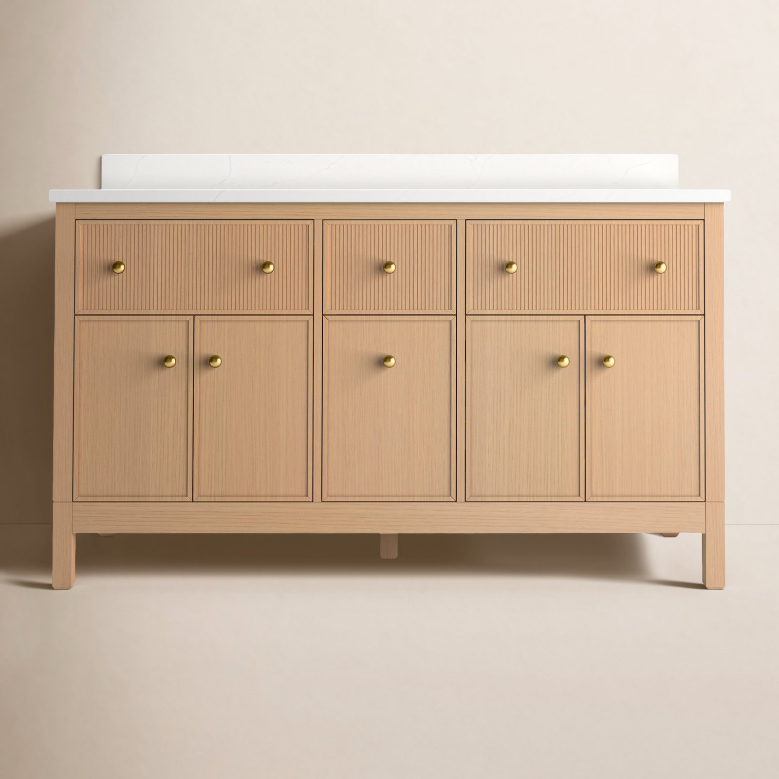 Malin 31" Single Bathroom Vanity, Oak, Brass, 39.68'' H X 60 '' W x  22.43'' D 
