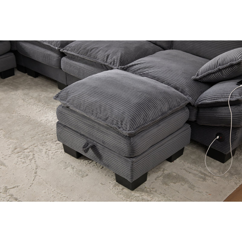 Canapé modulaire modulaire Cloud, Gris foncé, H 33,07 po x l 102,36 po x P 51,97 po