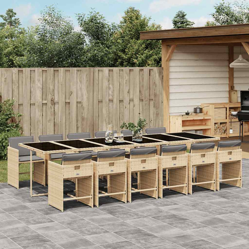 Patio Dining Set Table,, Light Grey, 73cm H x 330cm W x 106cm D, Beige