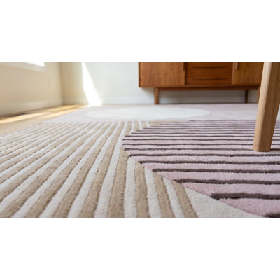 Hand Tufted Wool Geometric Area Rug in Gray