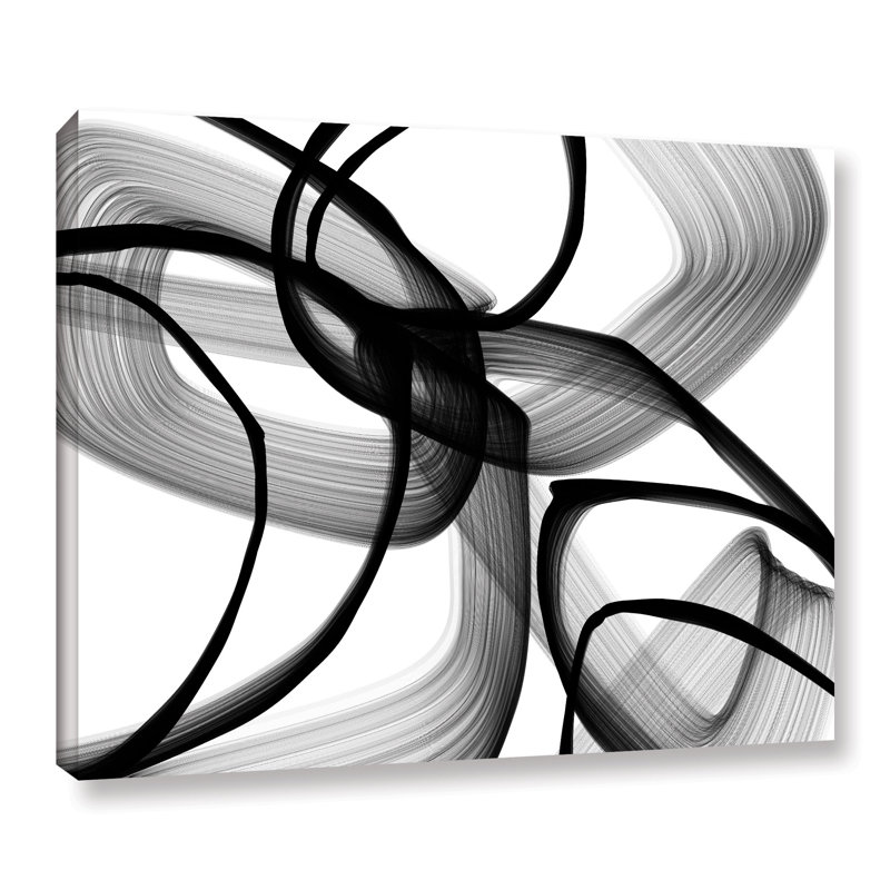 «Abstract Poetry in Black and White 100» par Irena Orlov, art mural moderne sur toile, H 24 po x l 32 po, Toile tendue